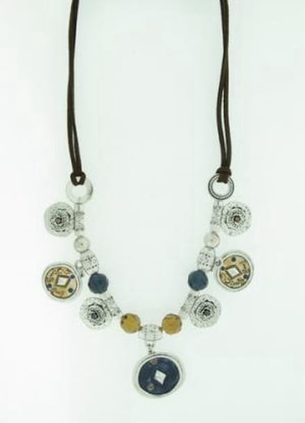 Behave - Korte ketting met koord en metaal 46 cm (+7,5 cm verlengketting)