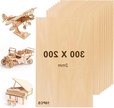 Houten Balsa Panelen voor Creatief Gebruik, Set van 10, 30 x 20 cm, 2 mm Dikte, Ideaal voor DIY Projecten en Modelbouw