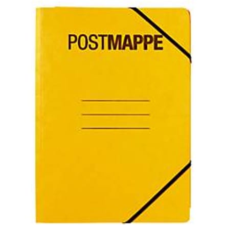 Postmap A4, geel, met hoekelastieken, met schrijfveld