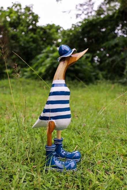 Houten eend Finn S donkerblauw wit