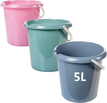 Set van 3 Stevige Emmer 5L met Schenktuit in Verschillende Kleuren