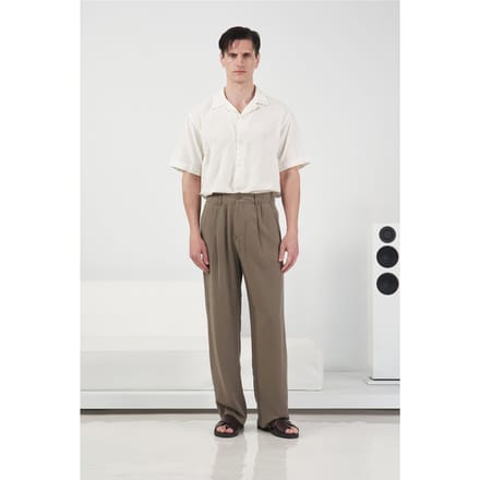 Hoge Taille Wijde Pantalon van Crepe met Plissé