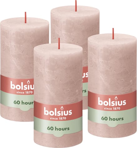 Bolsius - Rustieke Kaars - 4 Stuks - Roze - 13cm