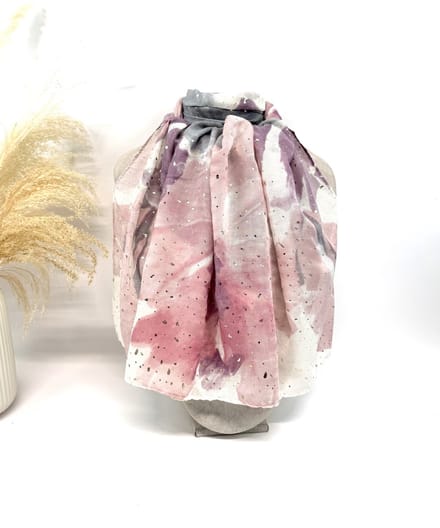 Lange dames sjaal Charlie-gebloemd motief-roze wit grijs mauve goud