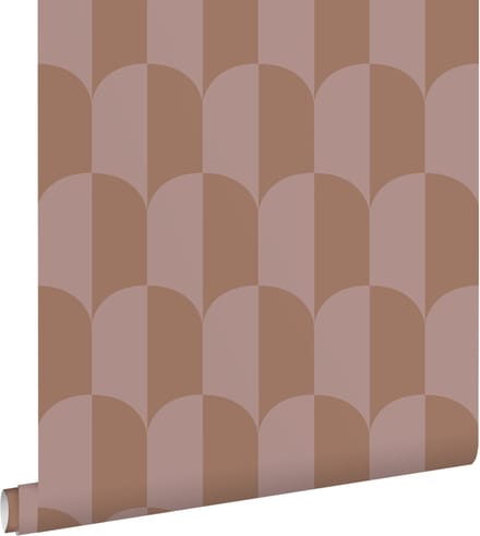 ESTAhome behang art deco bogen oudroze en bruin - 53 cm x 10.05 m - 131235