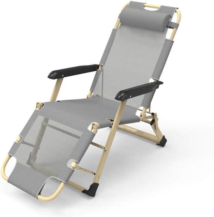 Tuinstoel Klapstoel - Lounge stoel - Ontspannen Buiten - Verstelbare Rugleuning - 178 cm Lengte - Grijs