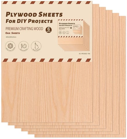 6x Blank Houten Platen Set - Onbehandeld Multiplex voor Knutselen, Schilderen & Modelbouw - 42x30.5x0.3 cm
