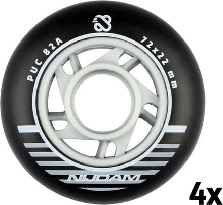 Nijdam Inline Skate Wielen Set - 72x24 mm - 4st - Black/Zwart