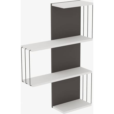 Asir Muurplank - Wit-Antraciet - 64 x 96 x 19 cm