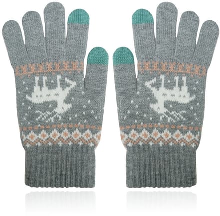 LGT JWLS Winterse Dameshandschoenen - Grijs Wit met Rendier