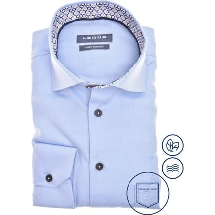 Ledûb Overhemd Plain Twill Fantasy Collar Licht Blauw / male