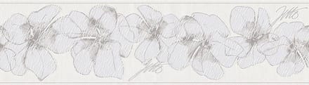 BLOEMEN BEHANGRAND - Bruin Grijs Wit - Bloemenmotief - AS Creation Only Borders