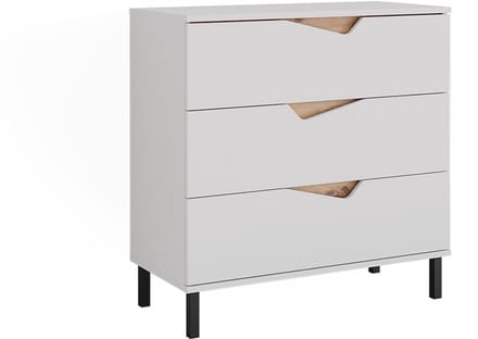 Vicco Marelle Dressoir – 80 x 81.2 cm met 3 laden Wit/Kunstnijverheid