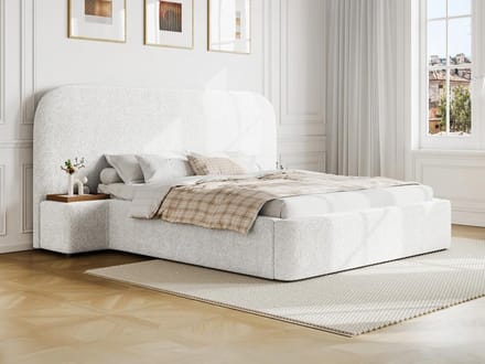 Vente-unique Bed met opbergruimte stof wit 160 x 200 cm