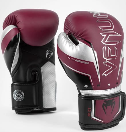 Venum Elite Evo Bokshandschoenen – Bordeaux/Zilver – 14 oz
