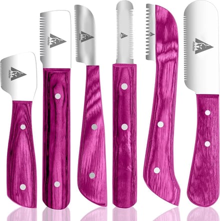 Achilles® Pinku (桃色) - Trimmes Set Kat & Hond - Plukmes - Stripmes Set – Beukenhout Hoog Kwaliteit
