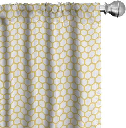 ABAKUHAUS Geel-Wit Gordijnen – 2x75x175 cm – Microfiber, Halfdonkerend