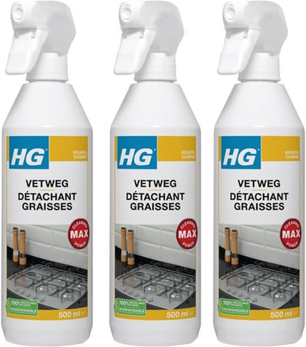 HG vetweg 500ML - 3 stuks + Gratis KD Spons