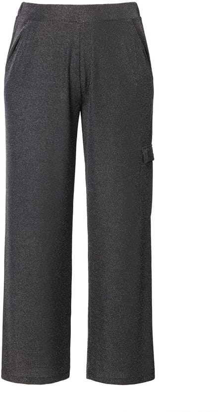 MIAMODA - Dames - Cargobroek straight fit glittereffect - Zilver - Maat 56