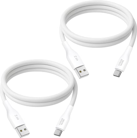 2x usb C kabel - Usb A naar usb C - Oplaadkabel - Usb lader - Stevig - Lange levensduur - Lader - 3 meter - Lang - Wit