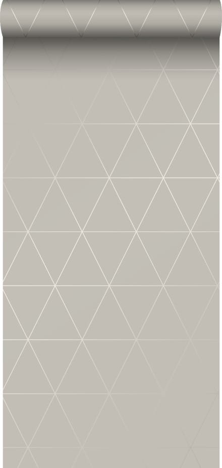 Origin Wallcoverings behang grafische driehoeken glanzend grijs - 347744 - 0,53 x 10,05 m