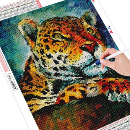 Broderie Diamant Carré Complet Léopard Peinture Diamant Point de Croix Animal Strass Image Full Square 20X30CM black