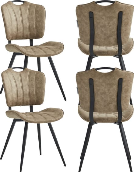 Colenis® - Rondo Eetkamerstoel - Set van 4 - Sand - Microvezel - Microfiber - Industrieel - Design