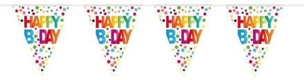 Folat - Happy Bday Stippen Vlaggenlijn - 10 meter