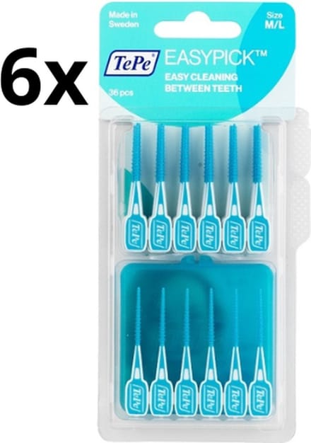 TePe Easypick M/L - Turquoise - 6 x 36 stuks - Voordeelverpakking