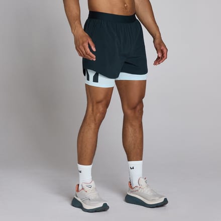 MP Heren Hybrid 5  2-in-1 Short - Faded Blue - XXL