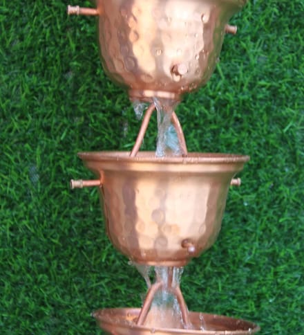 Regenketting - Koperen Ketting - Waterafvoer Tuin - Oversized Koppen - 2.5 Meter - Koper