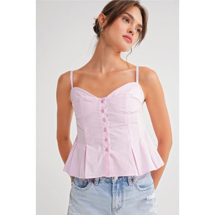 Lieveheersbeestje Hals Knopen-Voorkant Peplum Camisole Top