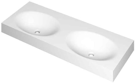 INK Smooth Wastafel Polystone Dubbel Zonder Kraangaten - 1200x450x90 mm - Mat Wit