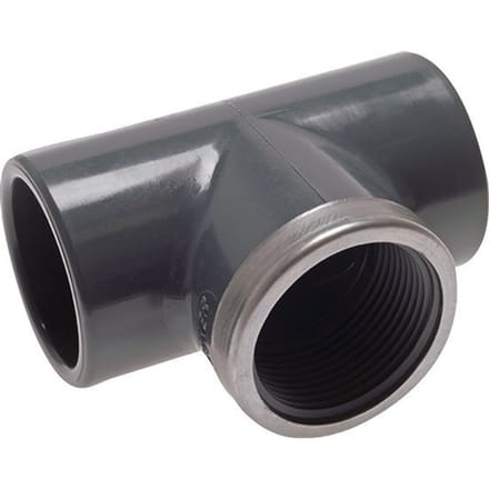 PVC T-Stuk Lijmmof 110mm x Binnendraad Rp4 ''
