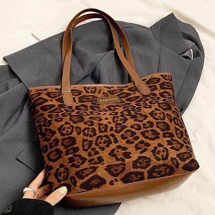 Nieuwe Populaire Nieuwe Grote Capaciteit Forenzentas Luipaardprint Tas Mode Patchwork Enkele Schouder Dames Tote Bag black