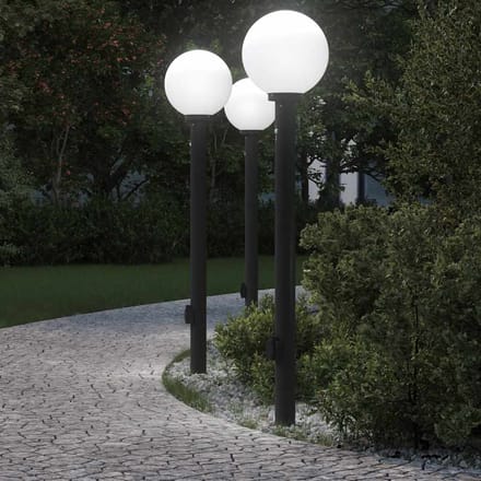 vidaXL Bolderverlichting met sensor en stopcontact 3 stuks 120cm zwart