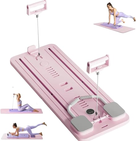 Opvouwbaar Pilates Board - Core Trainer - Full Body Workout - Automatische Rebound - Middelgroot - Roze