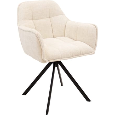 KICK® LUC Draaibare Eetkamerstoel – 180° Auto-Return – Chenille – Crème