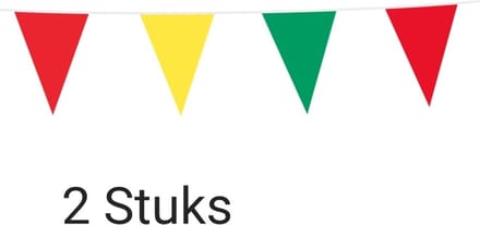 2 Stuks Vlaggenlijn Rood/ Geel/ Groen, 20 meter, Carnaval, Themafeest, Verjaardag.