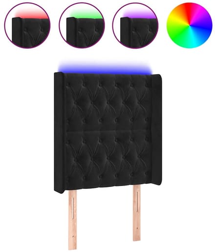 vidaXL - Hoofdbord - LED - 83x16x118/128 - cm - fluweel - zwart