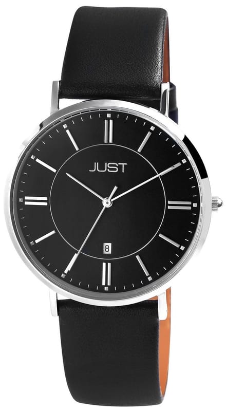 JUST herenhorloge echt leer Milo, mineraalglas