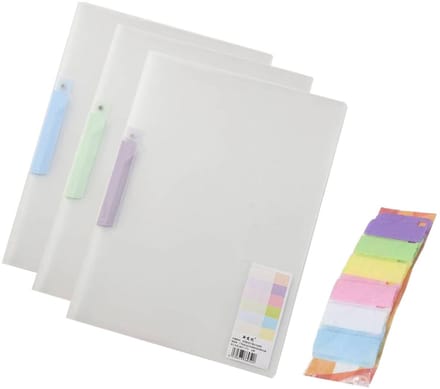 Dailygoods- Mappenset - 3 Draaibare PP-mappen - 6 Creatieve Clips