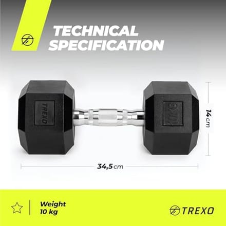 Dumbbells 12.5kg - 35kg Hexagon Rubber Gewichten voor Krachttraining Thuis