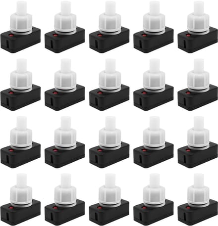 20 Stuks Drukknop Schakelaar voor Verlichting - Aan/Uit Lichtschakelaar 1A 250V
