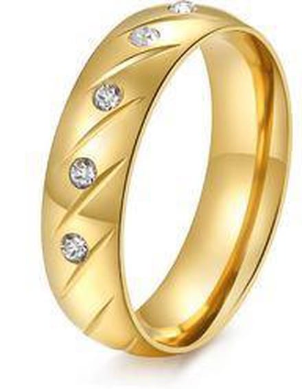 Schitterende 14 K Gold Plated Zirkonia Ring | Damesring | Jonline | 17,25 mm. maat 54