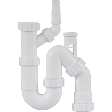 McAlpine universeel sifon PP model S en P met beluchter en wasmachine aansluiting 1 1/2x40mm - wit (0053770)