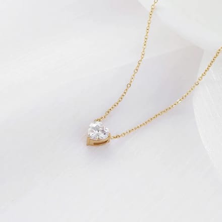 JewelGalerie - Ketting-Hartje-Diamantje-Goud