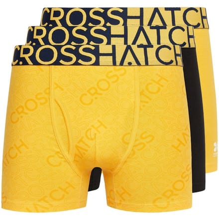 Crosshatch Heren Typan Boxershorts (Pack of 3) (Geel)