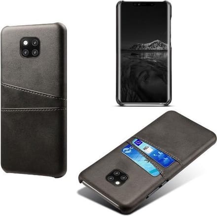 Back Cover met Opbergvakjes + Gehard Glas Screenprotector voor Huawei Mate 20 Pro_ Zwart