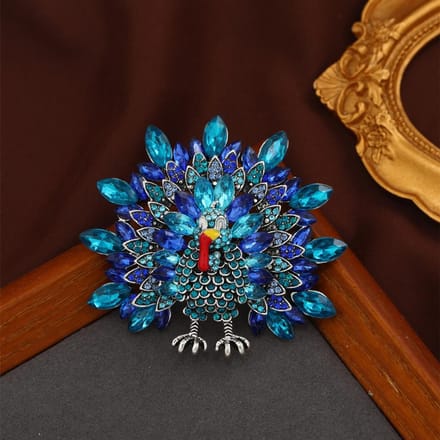 Vintage Kalkoen Broche, Creatieve Thanksgiving Grappige Dier Broche, Gepersonaliseerd Jas Borst Bloem Accessoire blauw